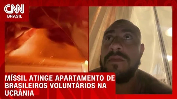 Vídeo mostra míssil atingindo apartamento de brasileiros voluntários na Ucrânia