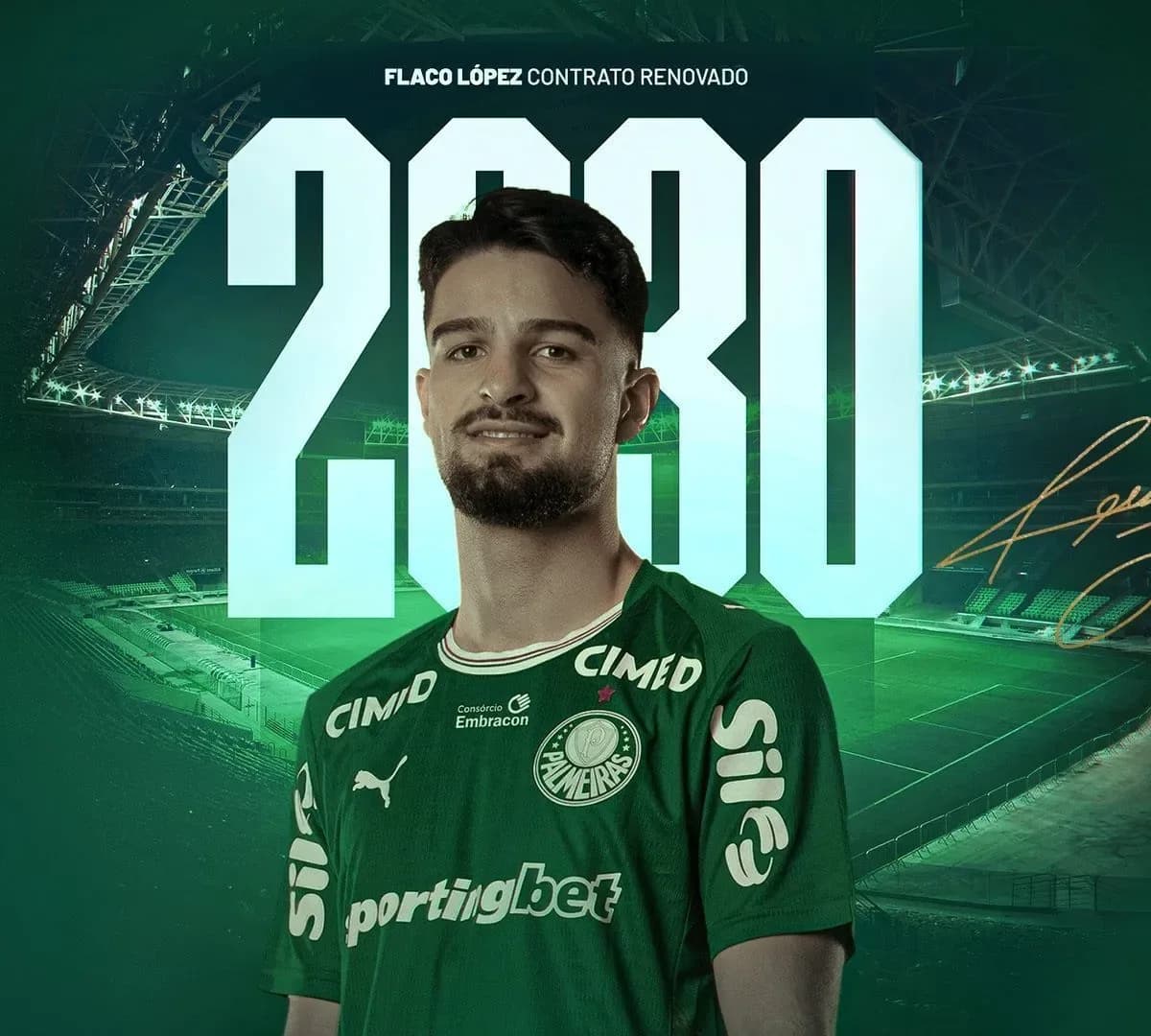 Flaco López renova contrato com o Palmeiras até o fim de 2030