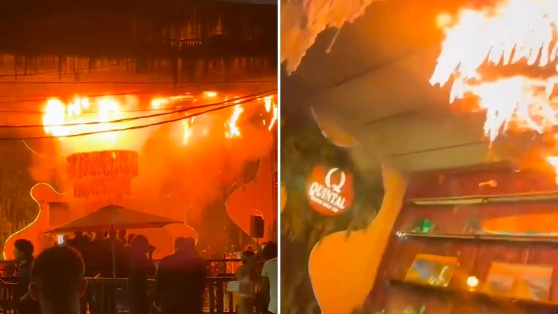 Incêndio de grandes proporções atinge bar na Barra da Tijuca, no Rio